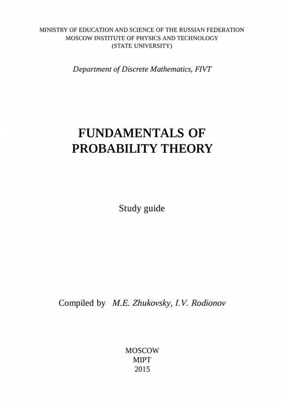 Foundations of Probability Theory